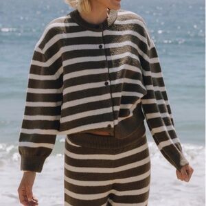 Daily Drills Striped Brown and White Sweater Set